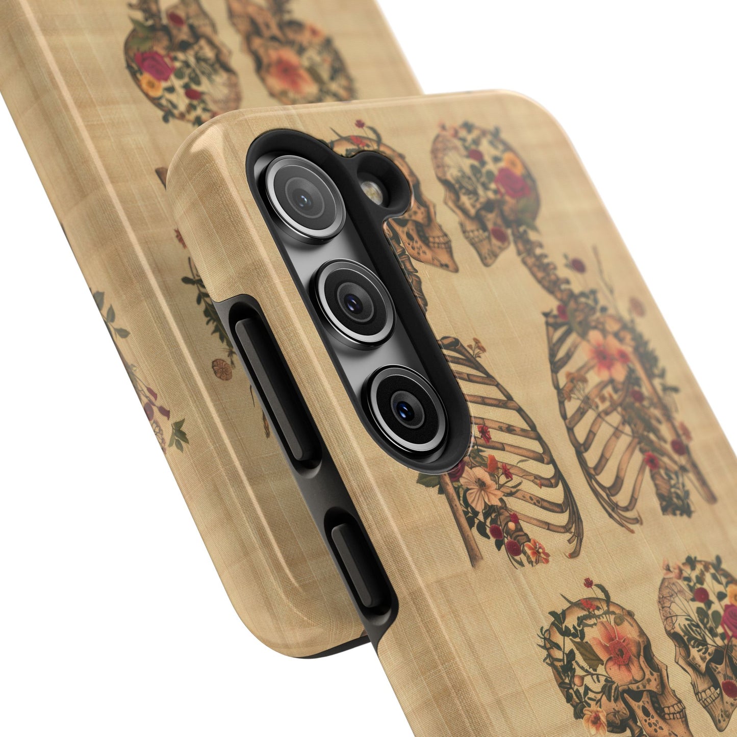 Floral Skeleton Tough Phone Cases, Unique Halloween Accessories, Stylish Gift for Graphic Lovers, Durable and Protective, Boho Chic Design