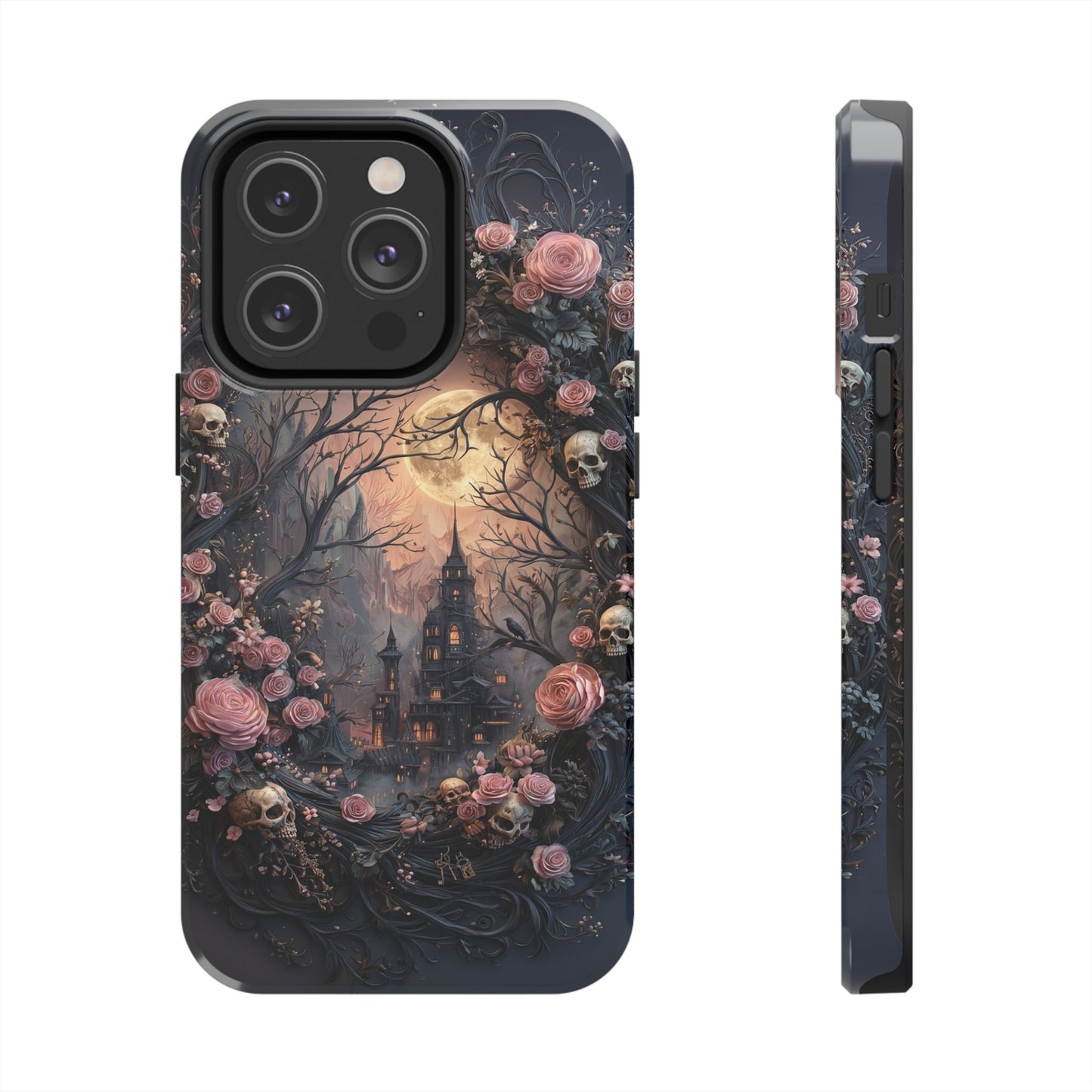 Gothic Castle Roses and Skulls Phone Case