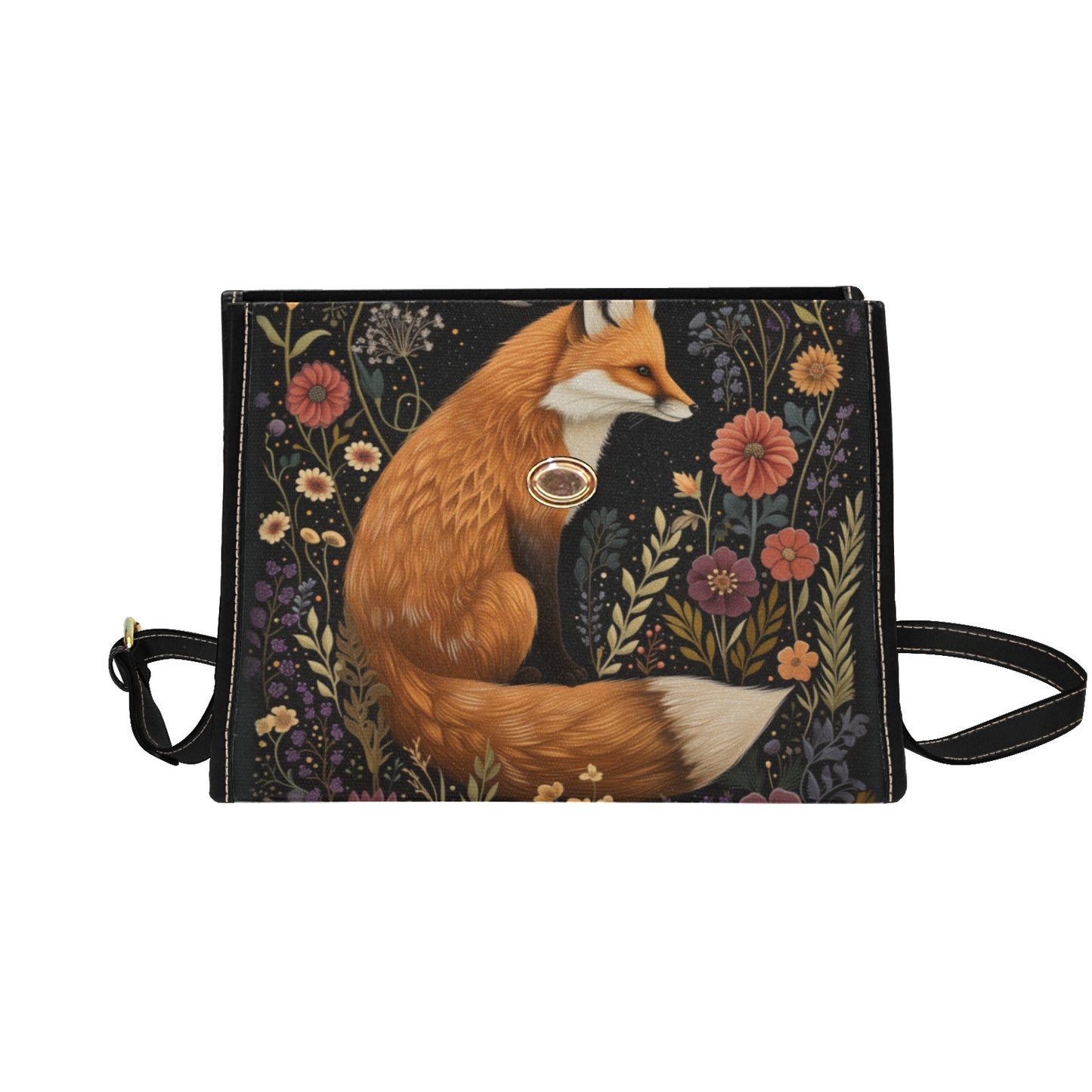 Cottagecore Fox and Floral Satchel Bag