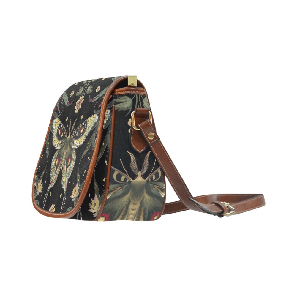 Vintage Boho Moth Saddle Bag Crossbody Purse