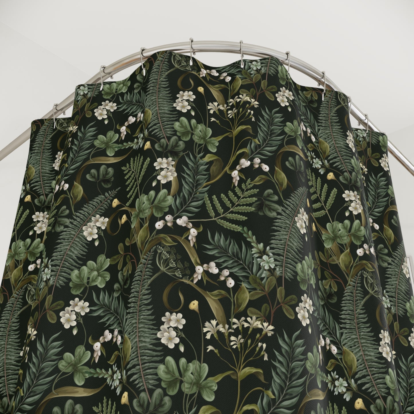 Dark Forest Botanical Shower Curtain & Bath Mat