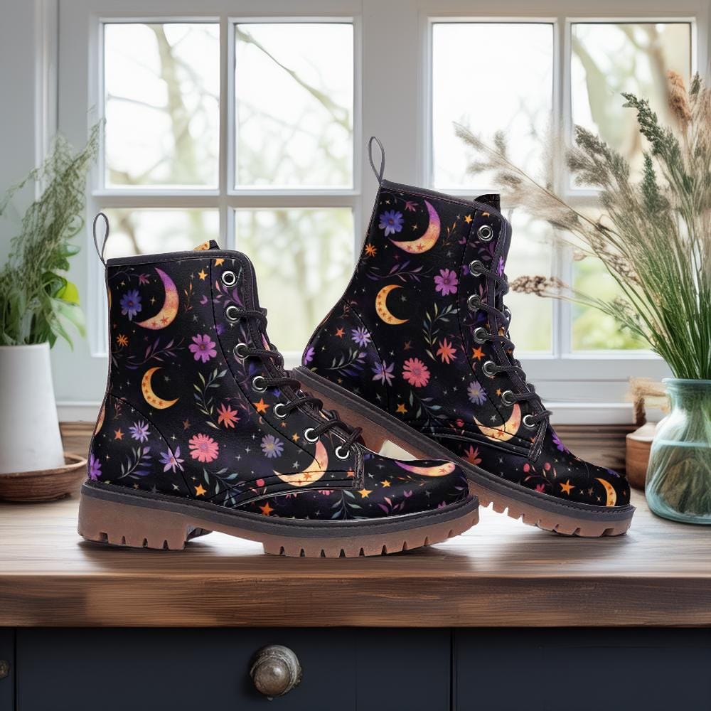 Celestial Moons and Flowers Boots