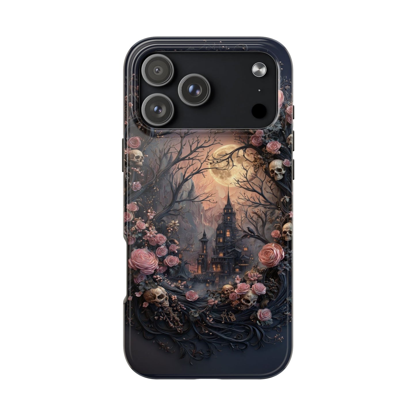 Gothic Castle Roses and Skulls Phone Case