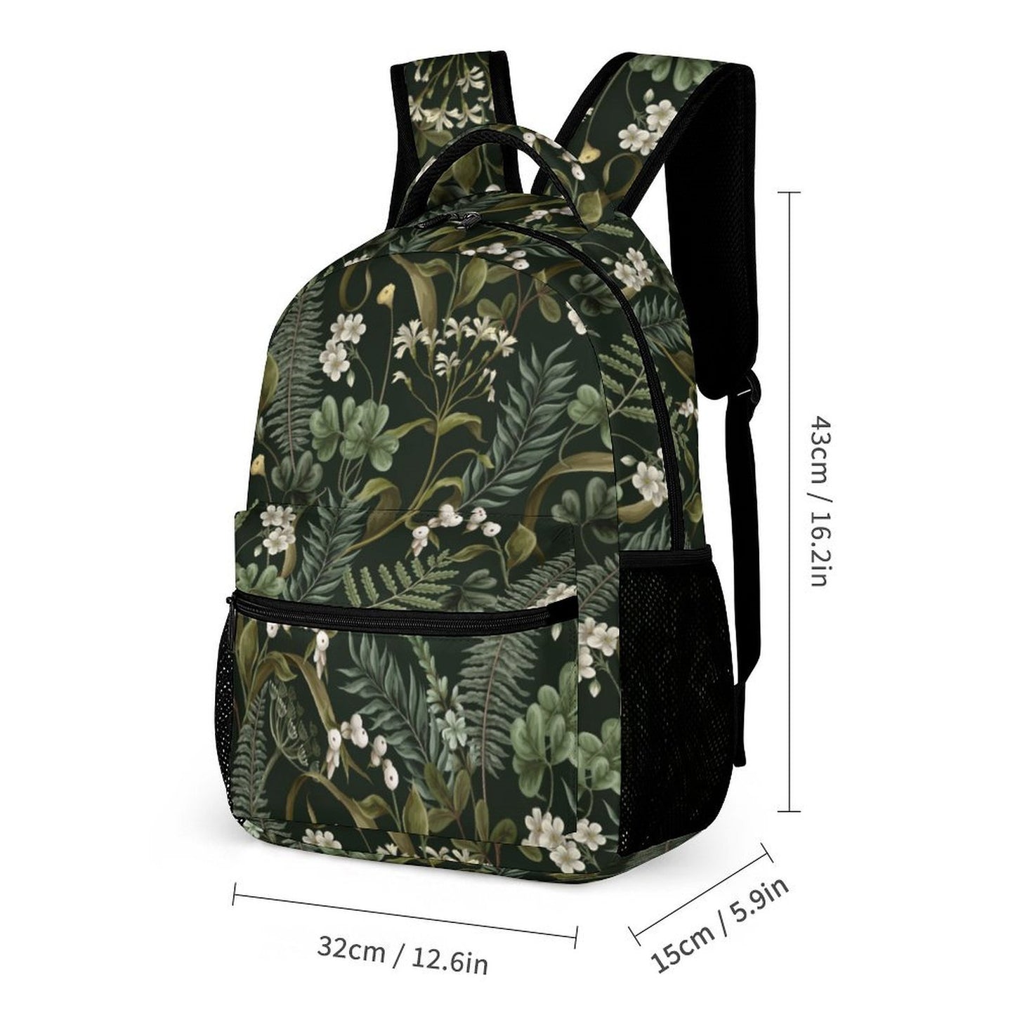 Green Botanical Cottagecore School Bag Set