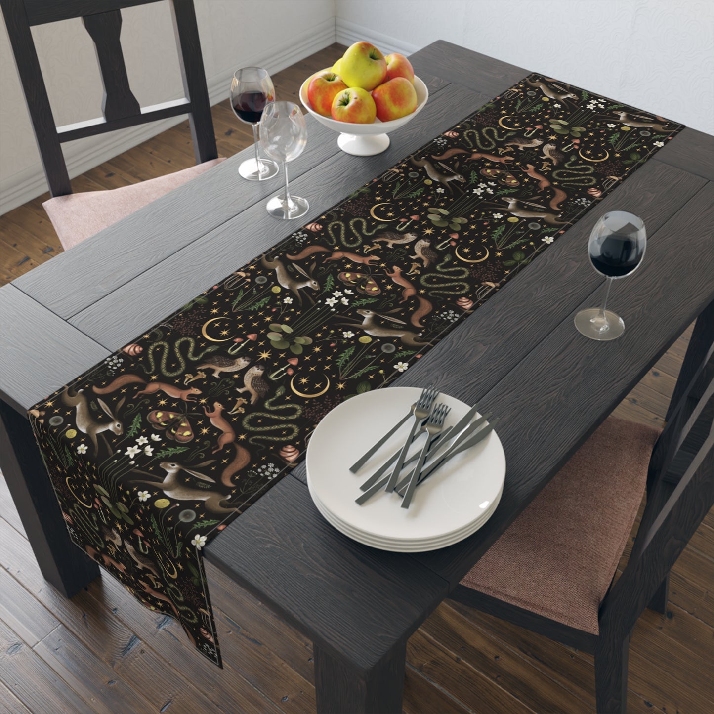 Dark Cottagecore Fairy Forest Table Runner
