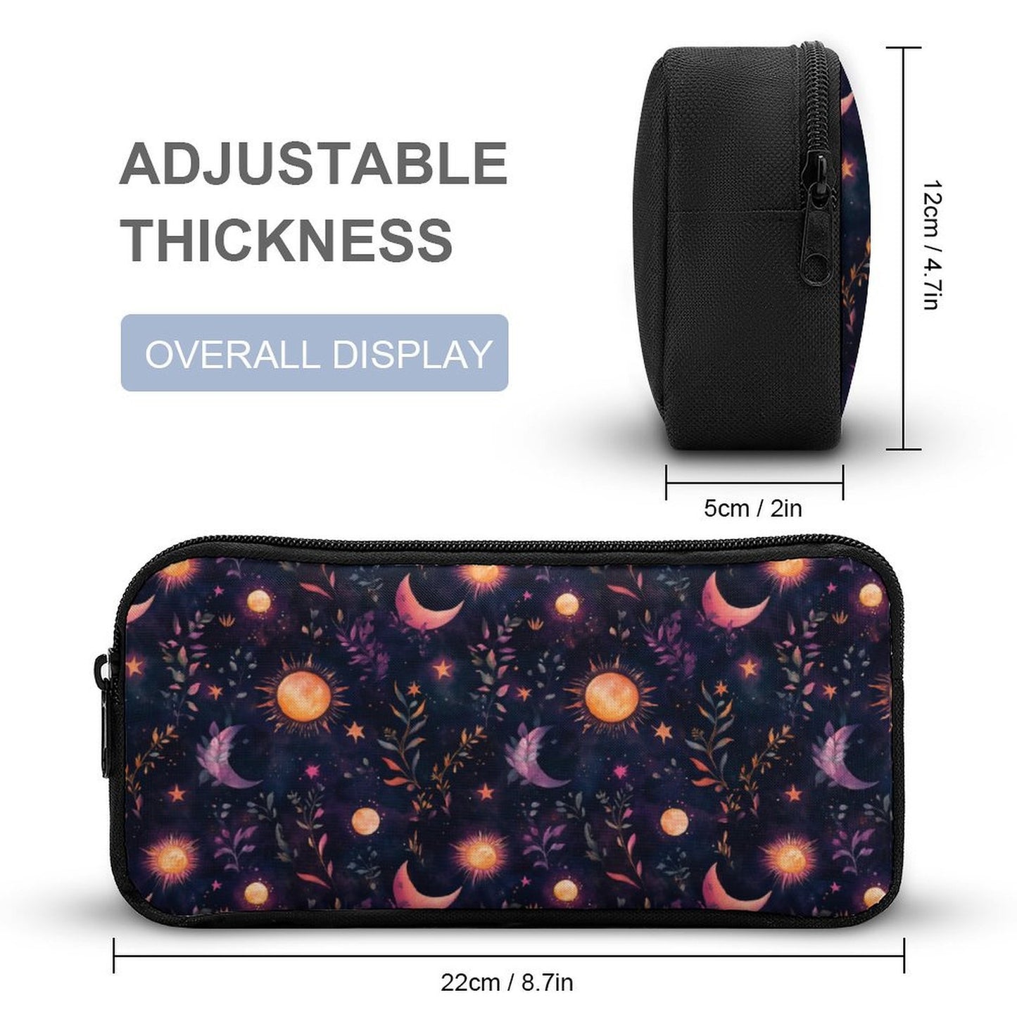 Watercolor Celestial Moons and Flowers Backpack School Set