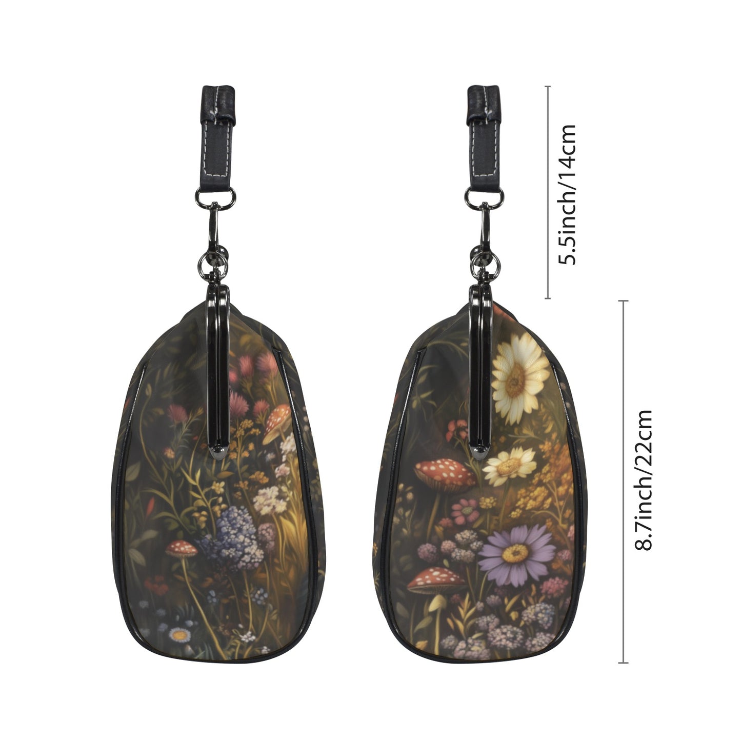Black Cat & Flower Garden Kisslock Handbag