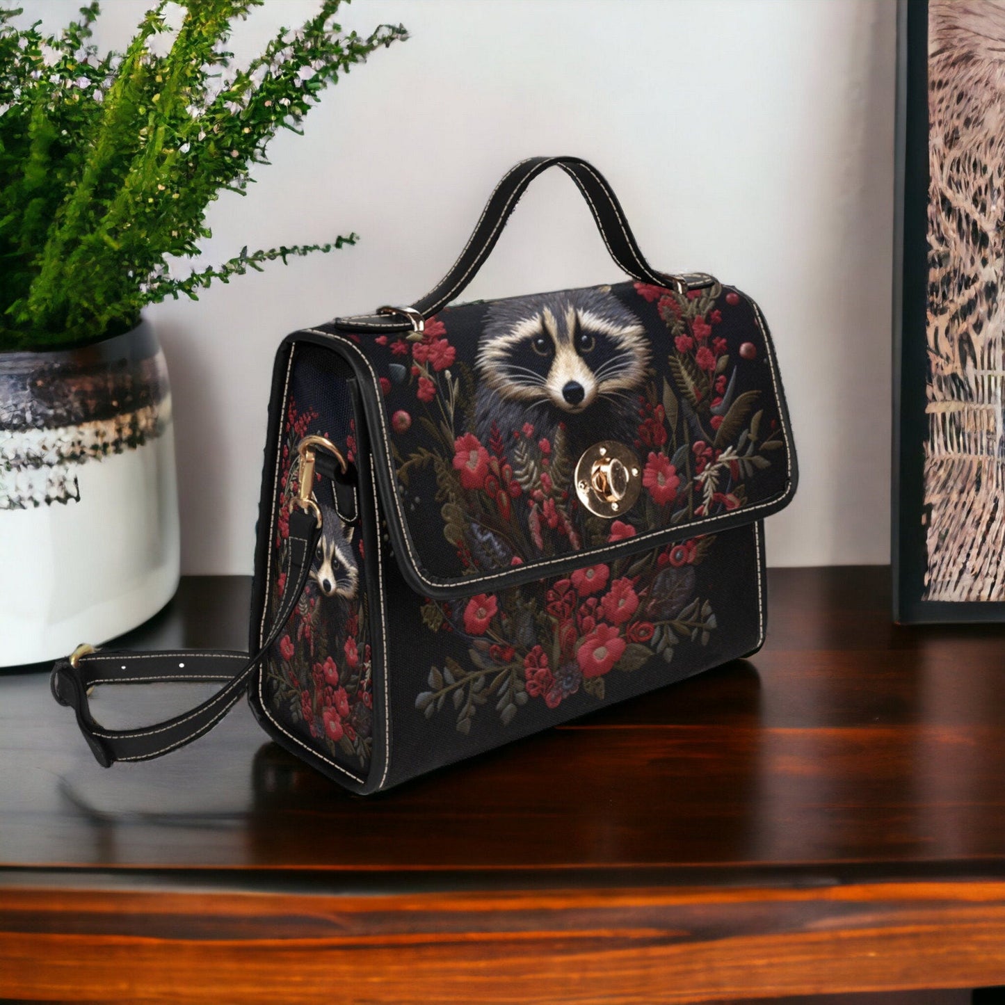Raccoon and Flowers Satchel & Wallet
