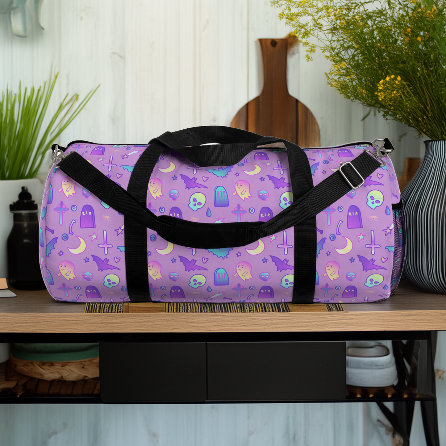 Violet Kawaii Pastel Goth Duffel Bag