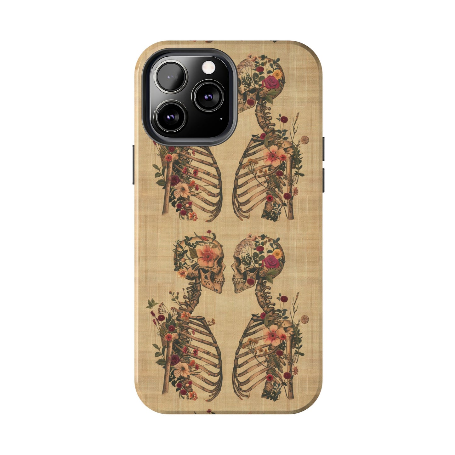 Floral Skeleton Tough Phone Cases, Unique Halloween Accessories, Stylish Gift for Graphic Lovers, Durable and Protective, Boho Chic Design