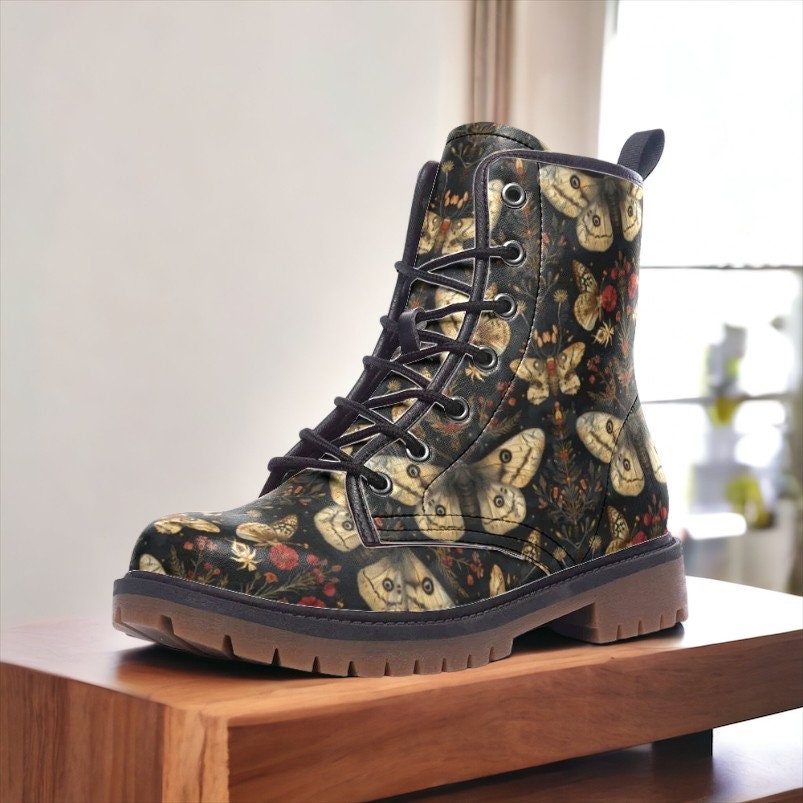 Whimsigothic Magical Moths Combat Boots