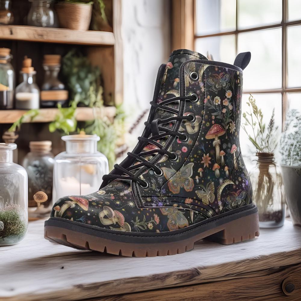 Trippy Mushrooms Flowers Butterflies Boots