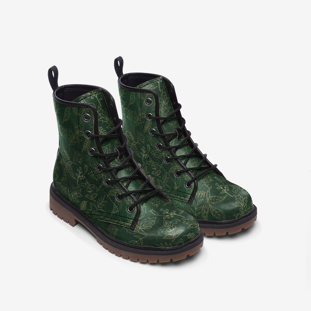 Emerald Green Botanical Vegan Boots