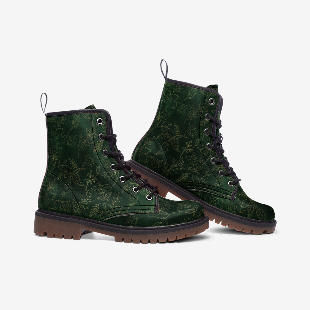 Emerald Green Botanical Vegan Boots