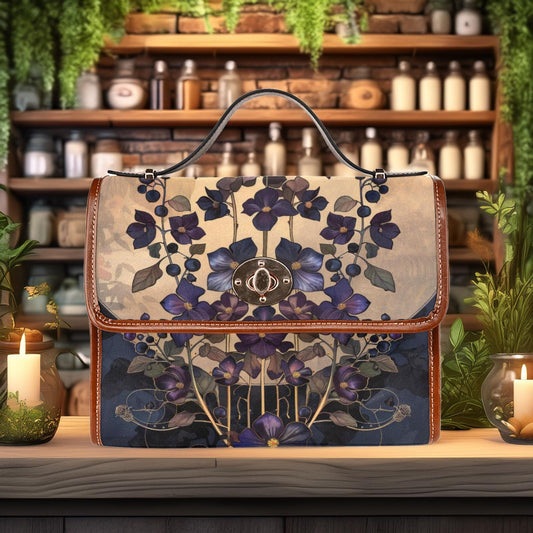 Boho Art Nouveau Nightshade Floral Satchel