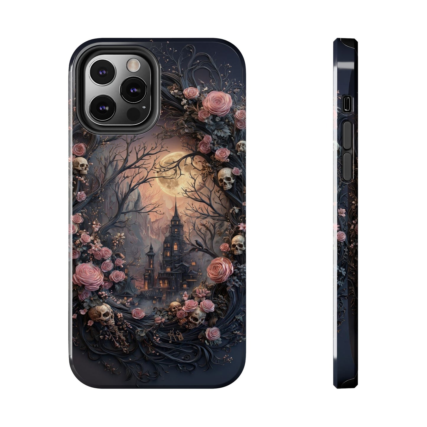 Gothic Castle Roses and Skulls Phone Case