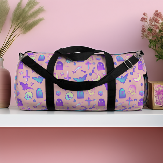 Pastel Goth Kawaii Spooky Cute Pink Duffel Bag