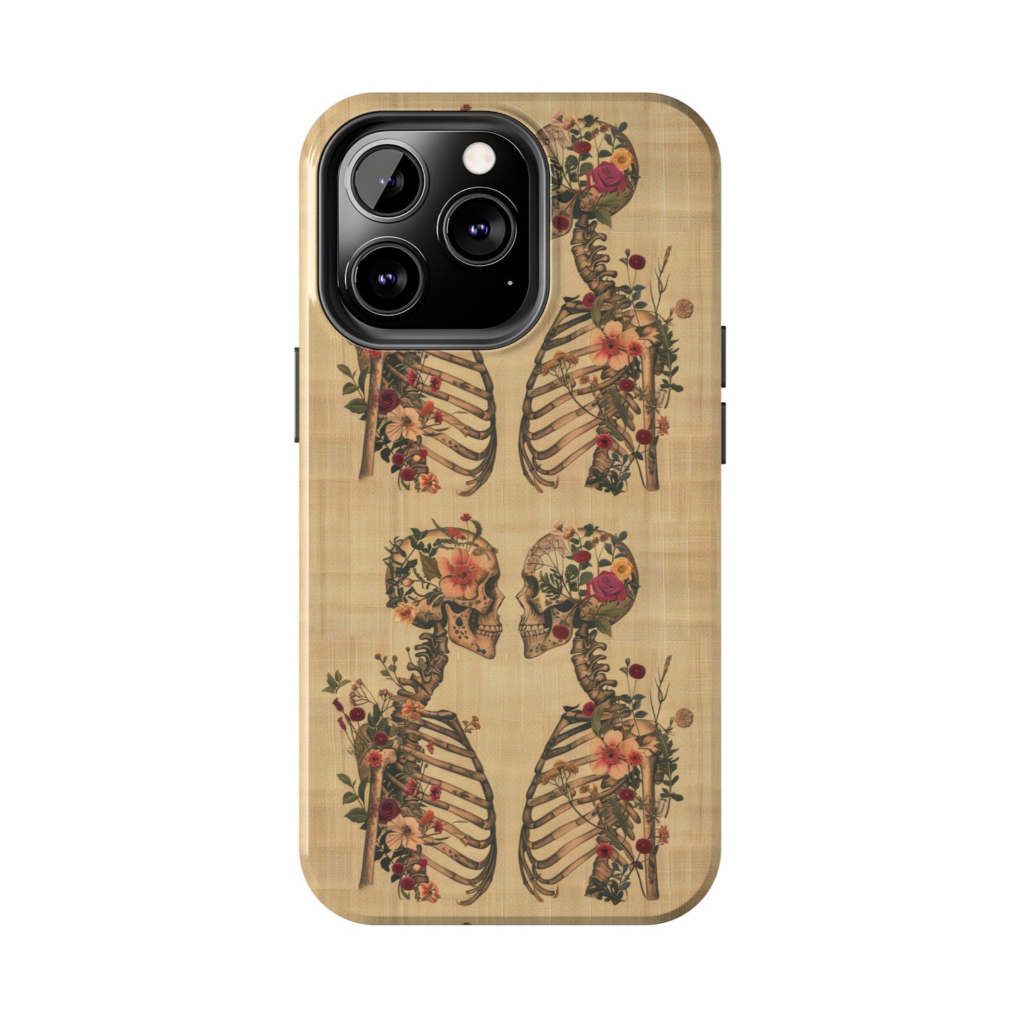 Floral Skeleton Tough Phone Cases, Unique Halloween Accessories, Stylish Gift for Graphic Lovers, Durable and Protective, Boho Chic Design