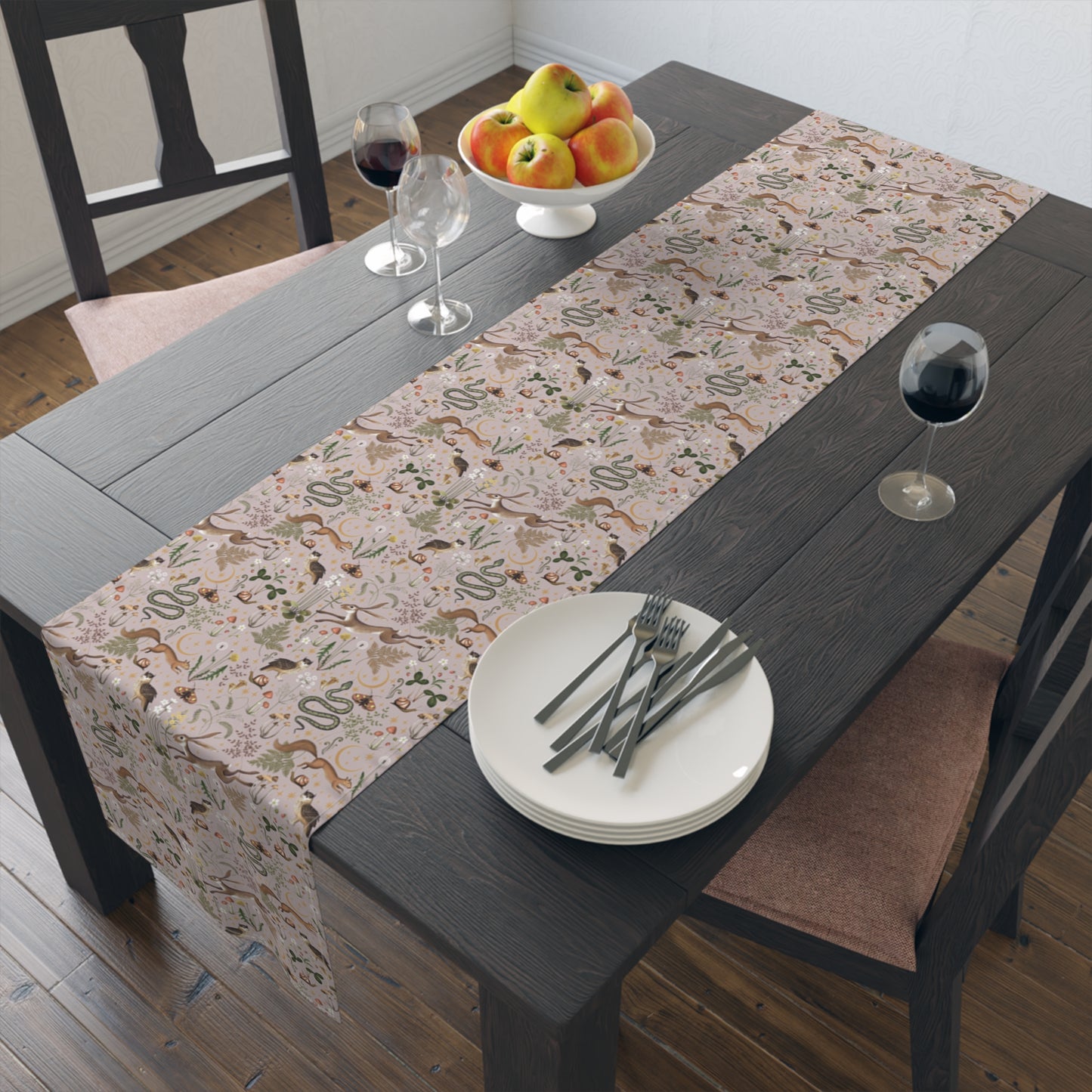 Magic Fairy Forest Taupe Cottagecore Table Runner