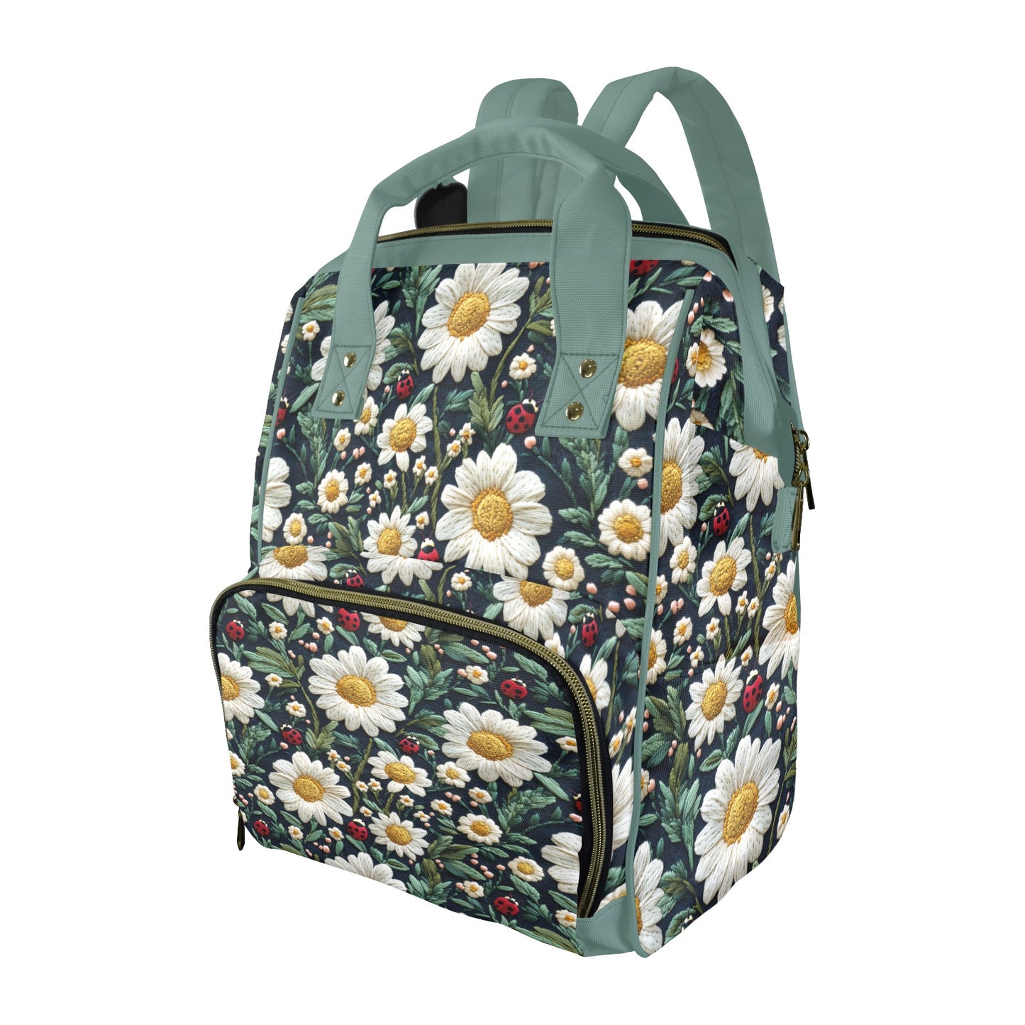 Faux Embroidered Daisies and Ladybugs