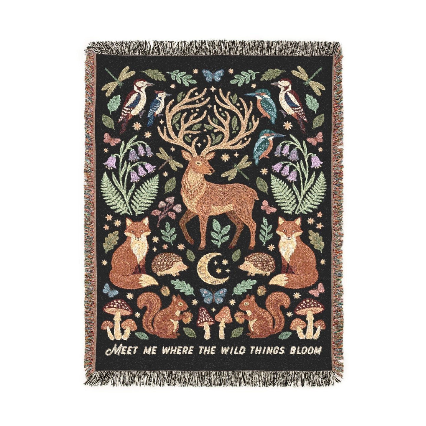 Woodland Animals Woven Blanket