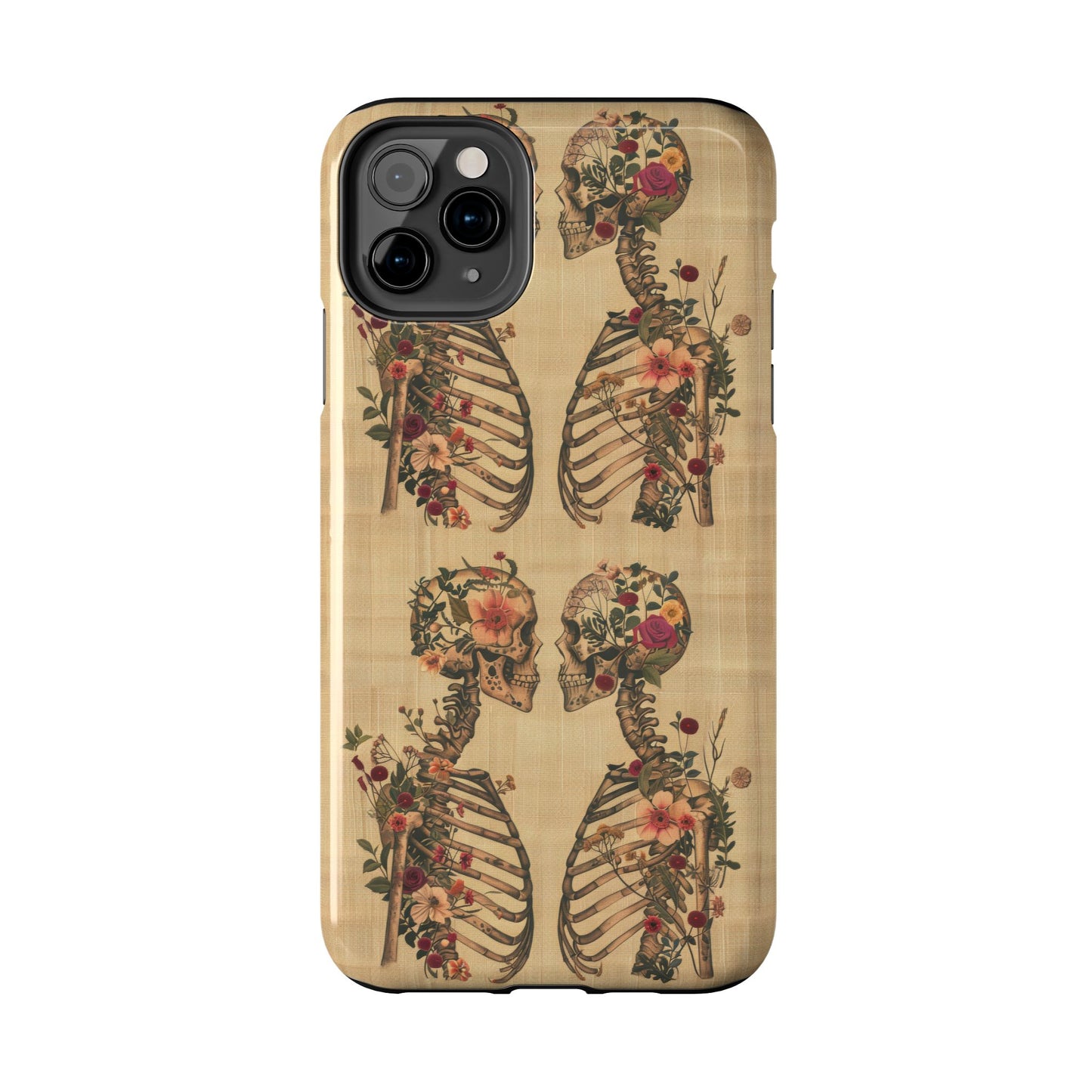 Floral Skeleton Tough Phone Cases, Unique Halloween Accessories, Stylish Gift for Graphic Lovers, Durable and Protective, Boho Chic Design
