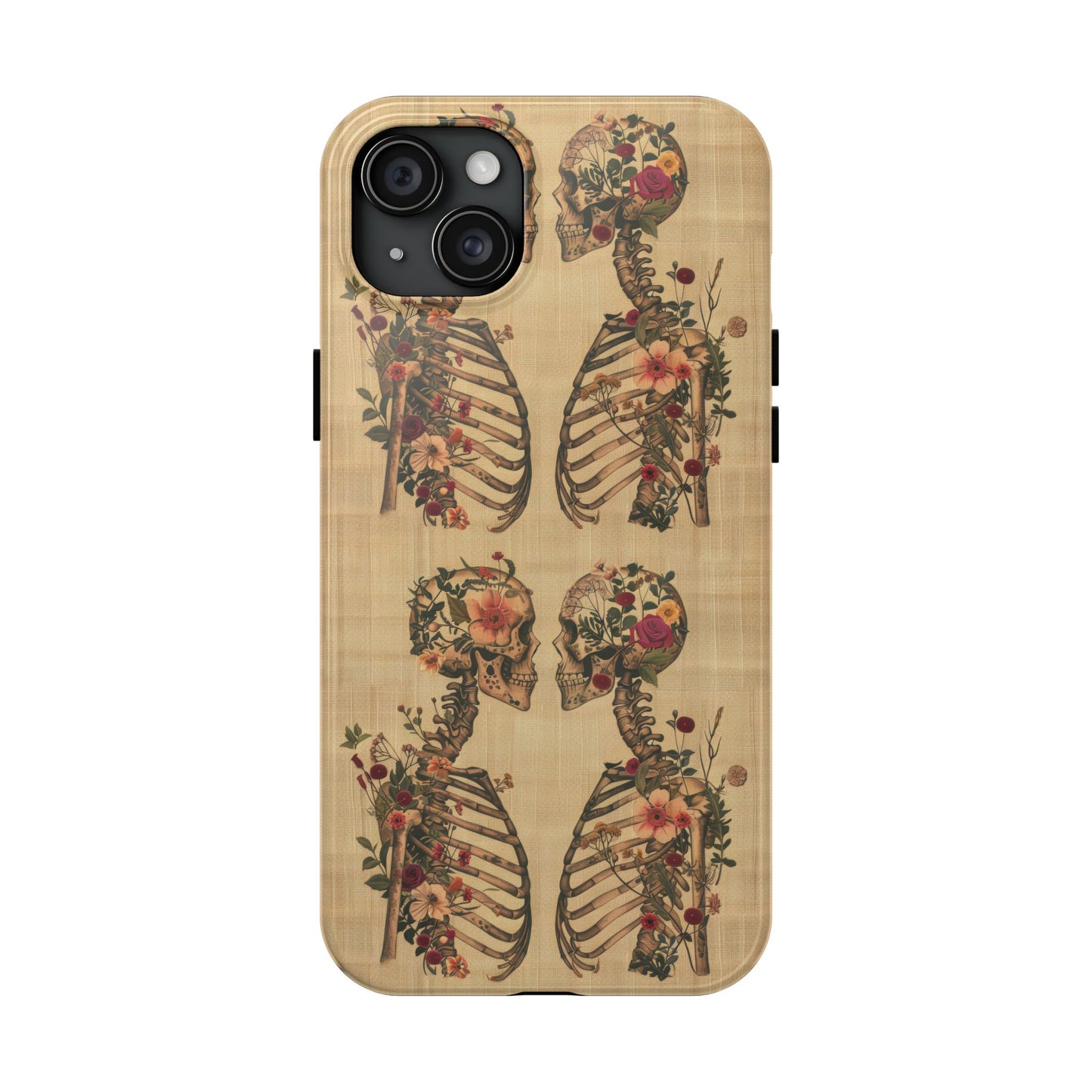 Floral Skeleton Tough Phone Cases, Unique Halloween Accessories, Stylish Gift for Graphic Lovers, Durable and Protective, Boho Chic Design