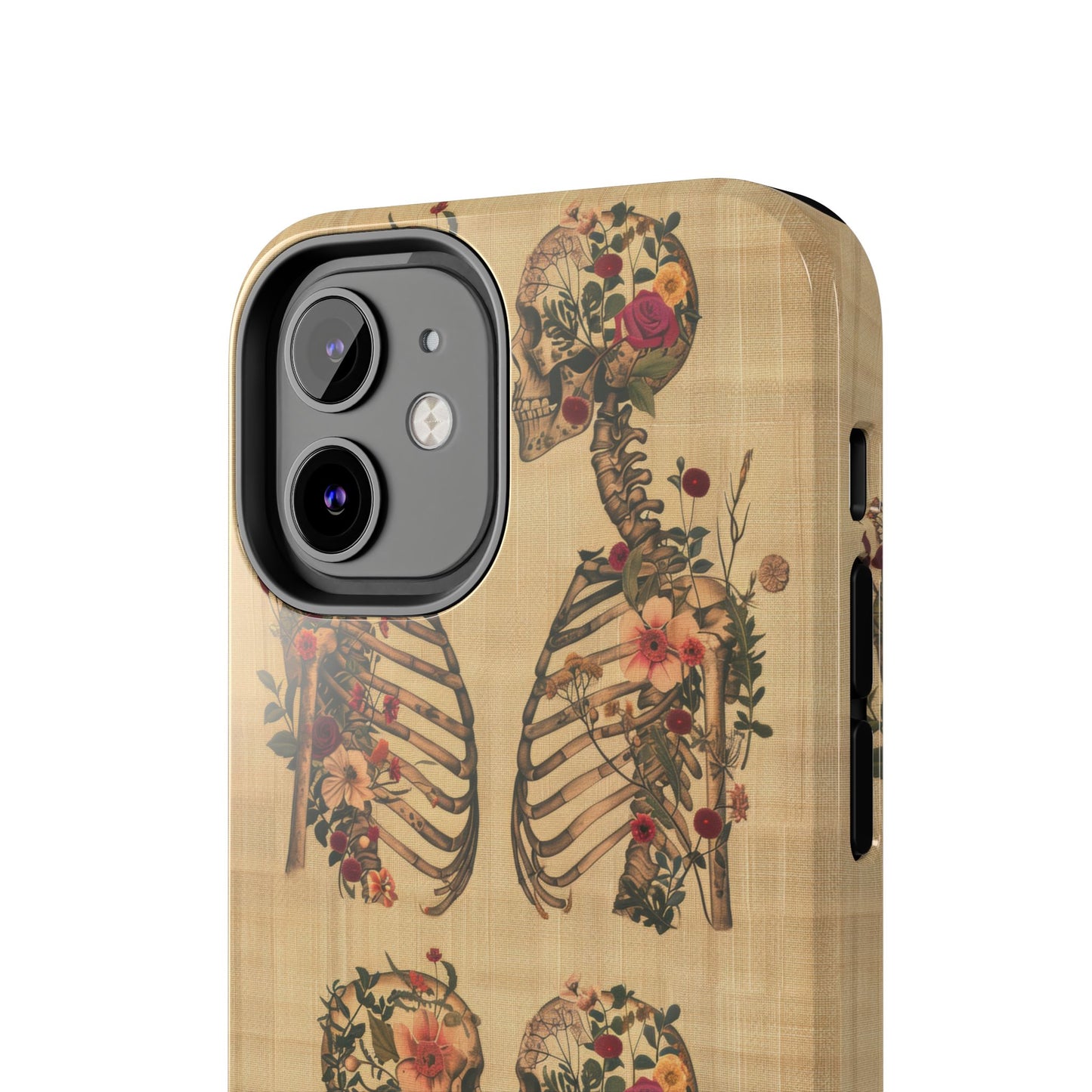 Floral Skeleton Tough Phone Cases, Unique Halloween Accessories, Stylish Gift for Graphic Lovers, Durable and Protective, Boho Chic Design