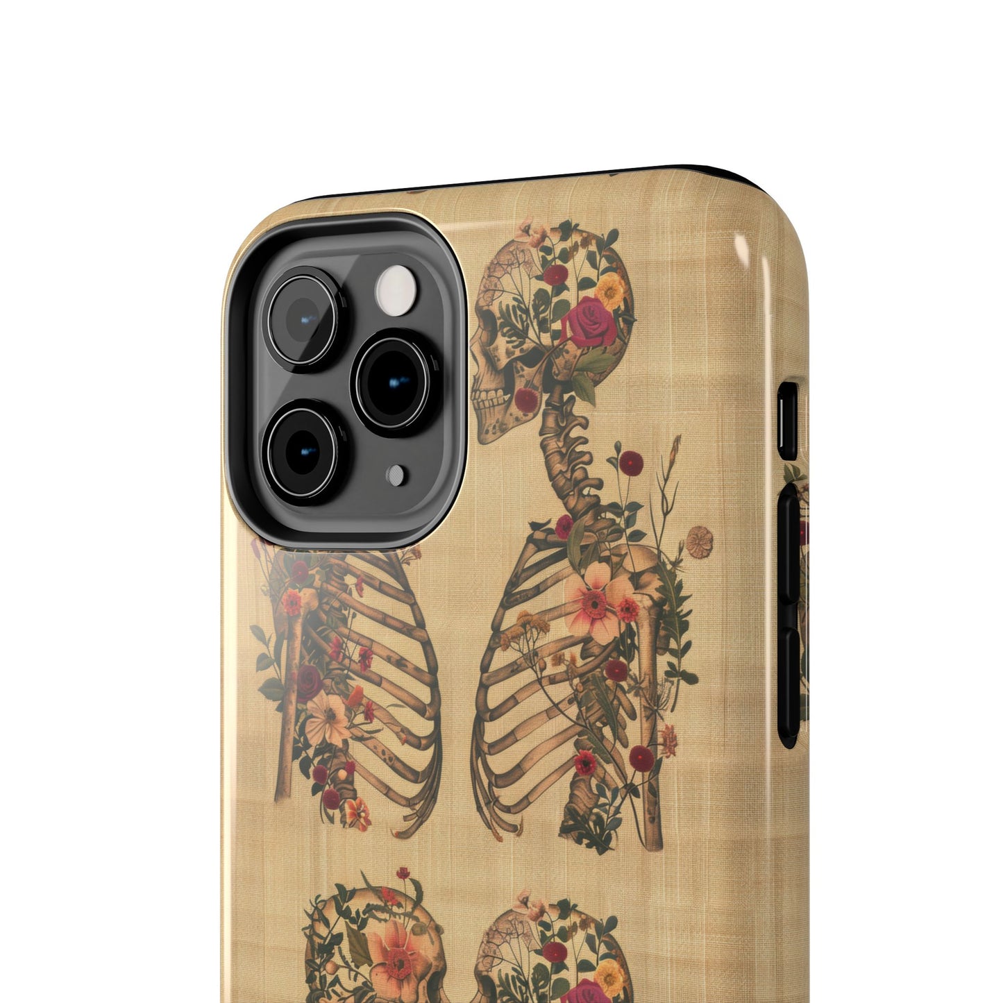 Floral Skeleton Tough Phone Cases, Unique Halloween Accessories, Stylish Gift for Graphic Lovers, Durable and Protective, Boho Chic Design