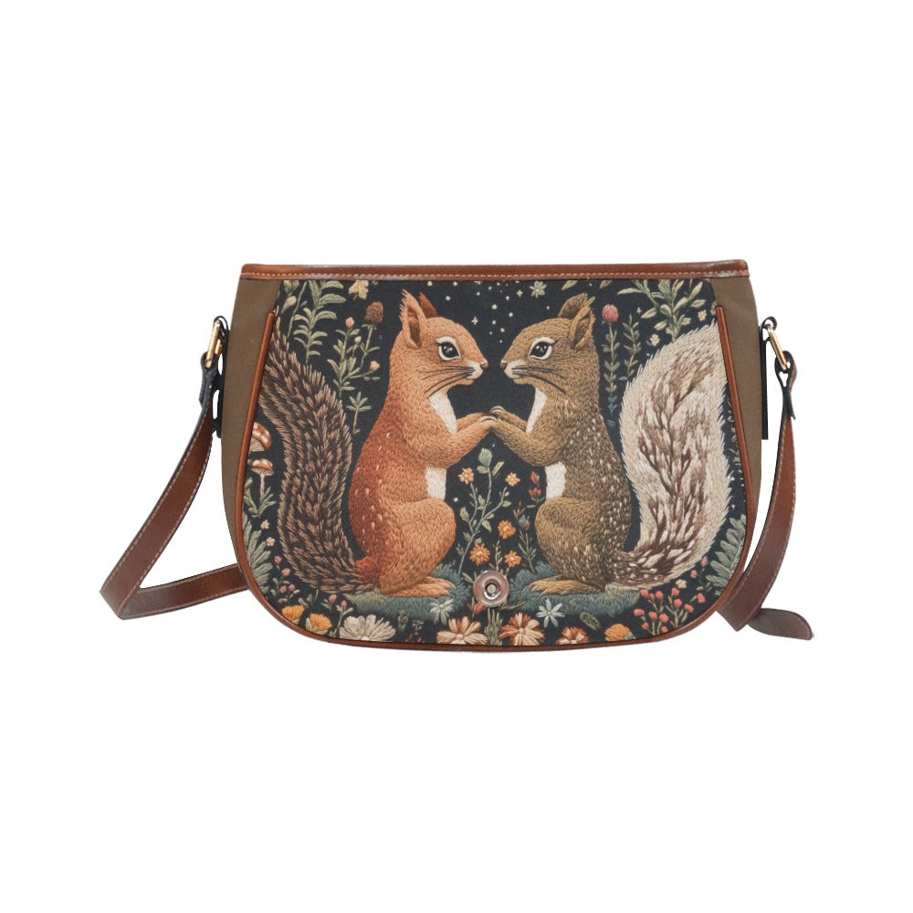 Cottagecore Whimsical Squirrels Saddle Bag