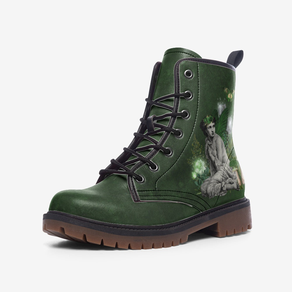Absinthe Fairy Vegan Leather Combat Boots