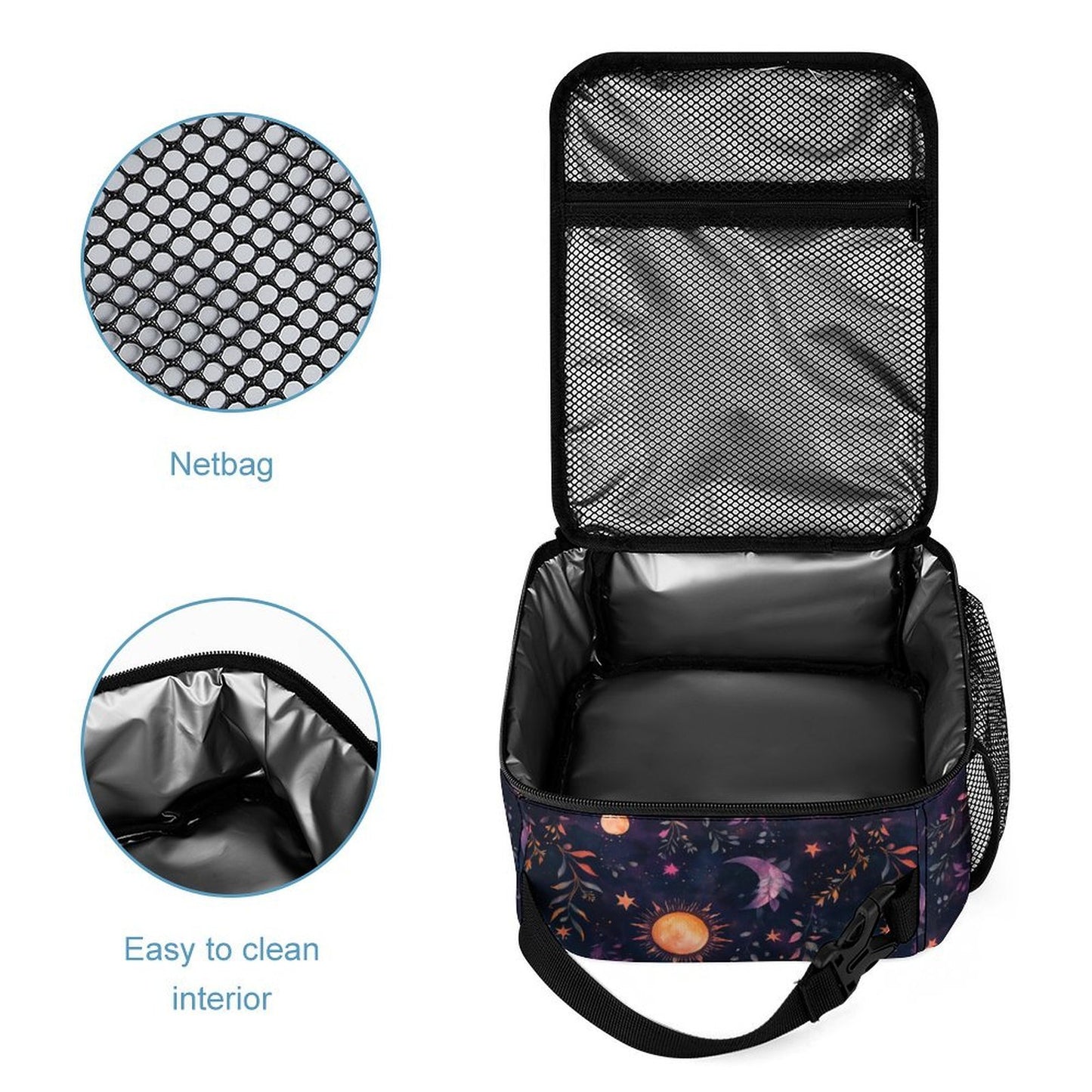 Watercolor Celestial Moons and Flowers Backpack School Set