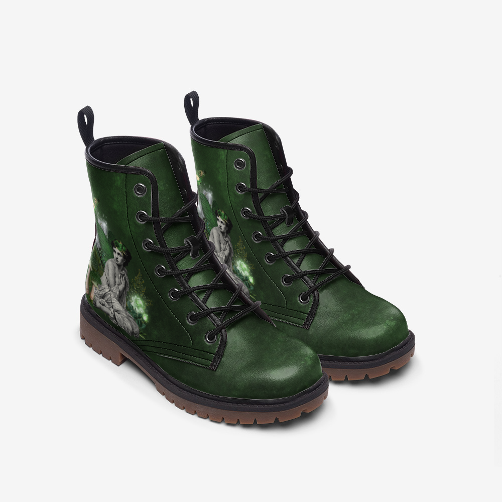 Absinthe Fairy Vegan Leather Combat Boots