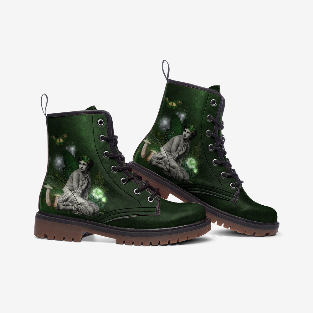 Absinthe Fairy Vegan Leather Combat Boots