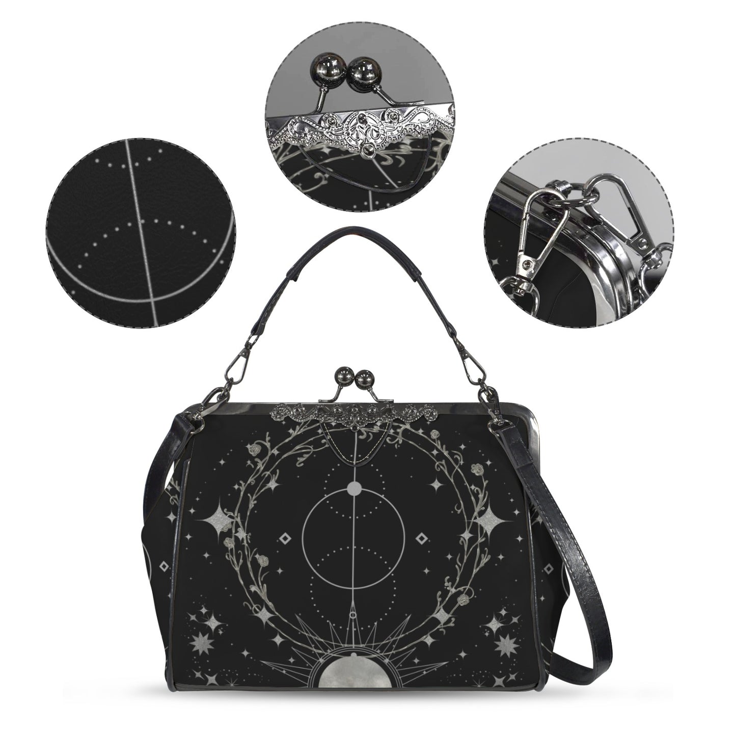 Silver Celestial Kisslock Bag