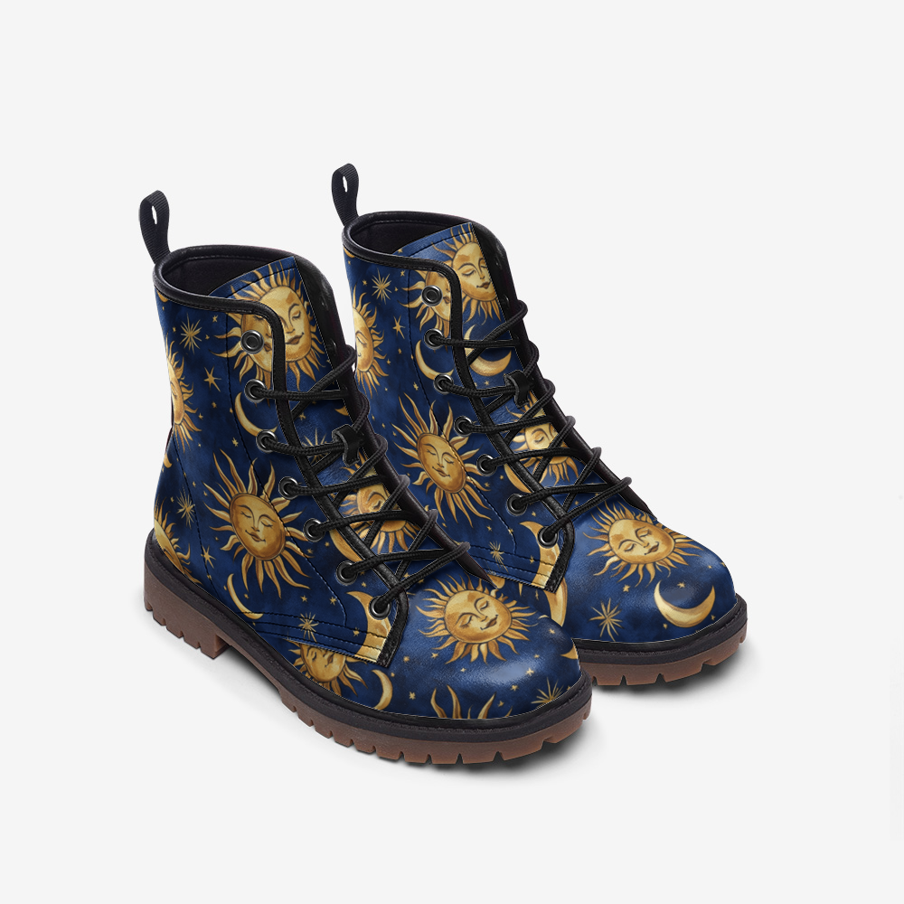 Celestial Sun & Moon Vegan Boots