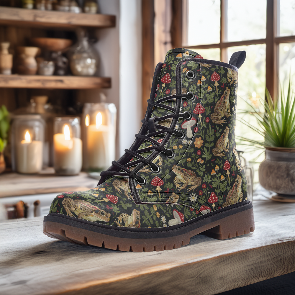 Magic Toads & Mushrooms Vegan Boots