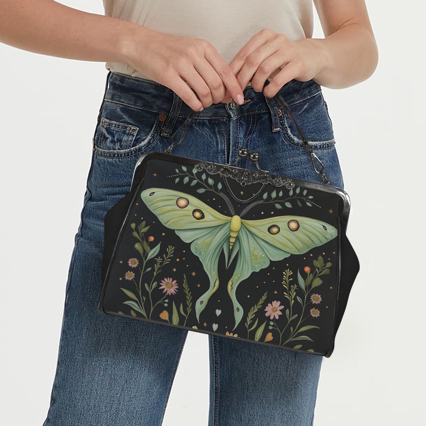 Luna Moth Cottagecore Kisslock Purse