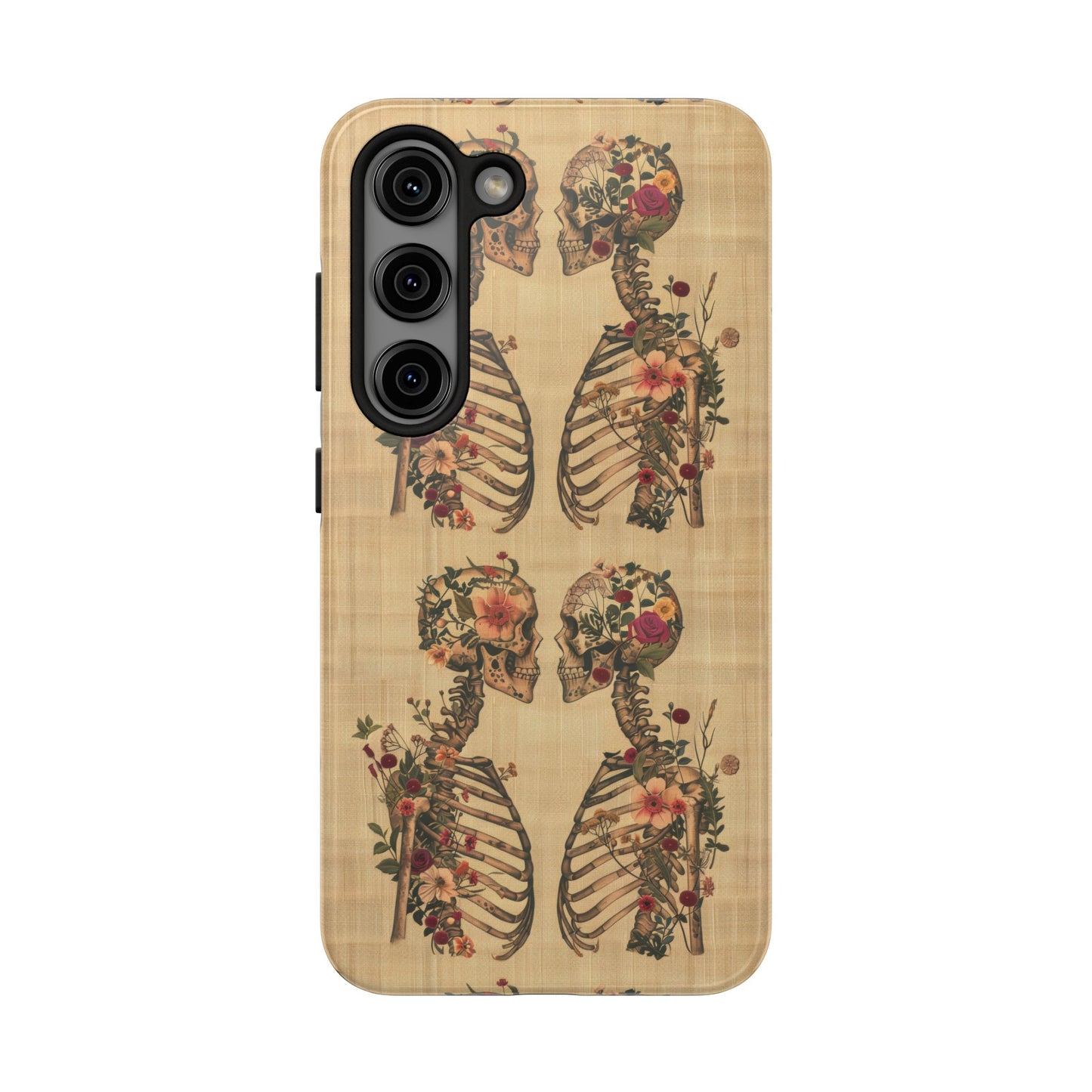 Floral Skeleton Tough Phone Cases, Unique Halloween Accessories, Stylish Gift for Graphic Lovers, Durable and Protective, Boho Chic Design