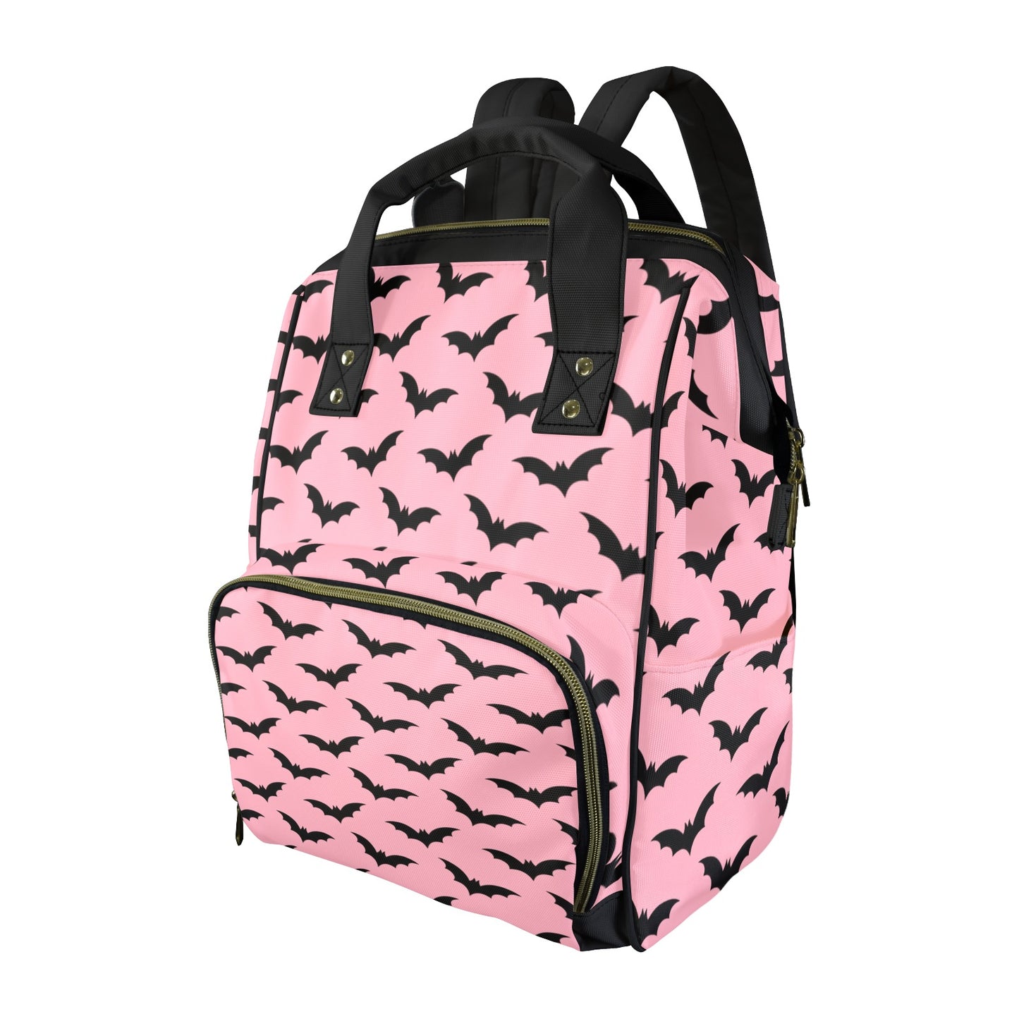 Black Bats on Pink Pastel Goth Diaper Bag