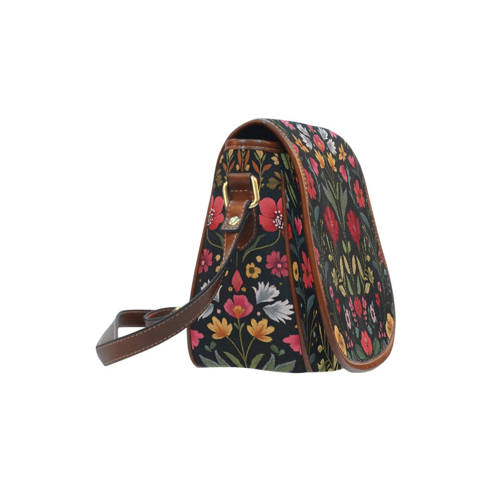 Bright Folk Flowers Saddle Bag Purse