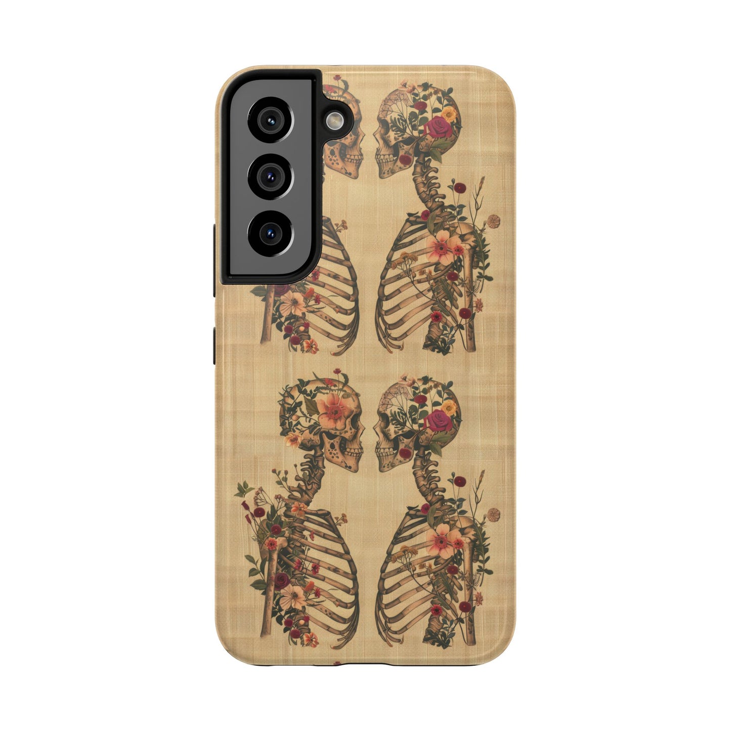Floral Skeleton Tough Phone Cases, Unique Halloween Accessories, Stylish Gift for Graphic Lovers, Durable and Protective, Boho Chic Design