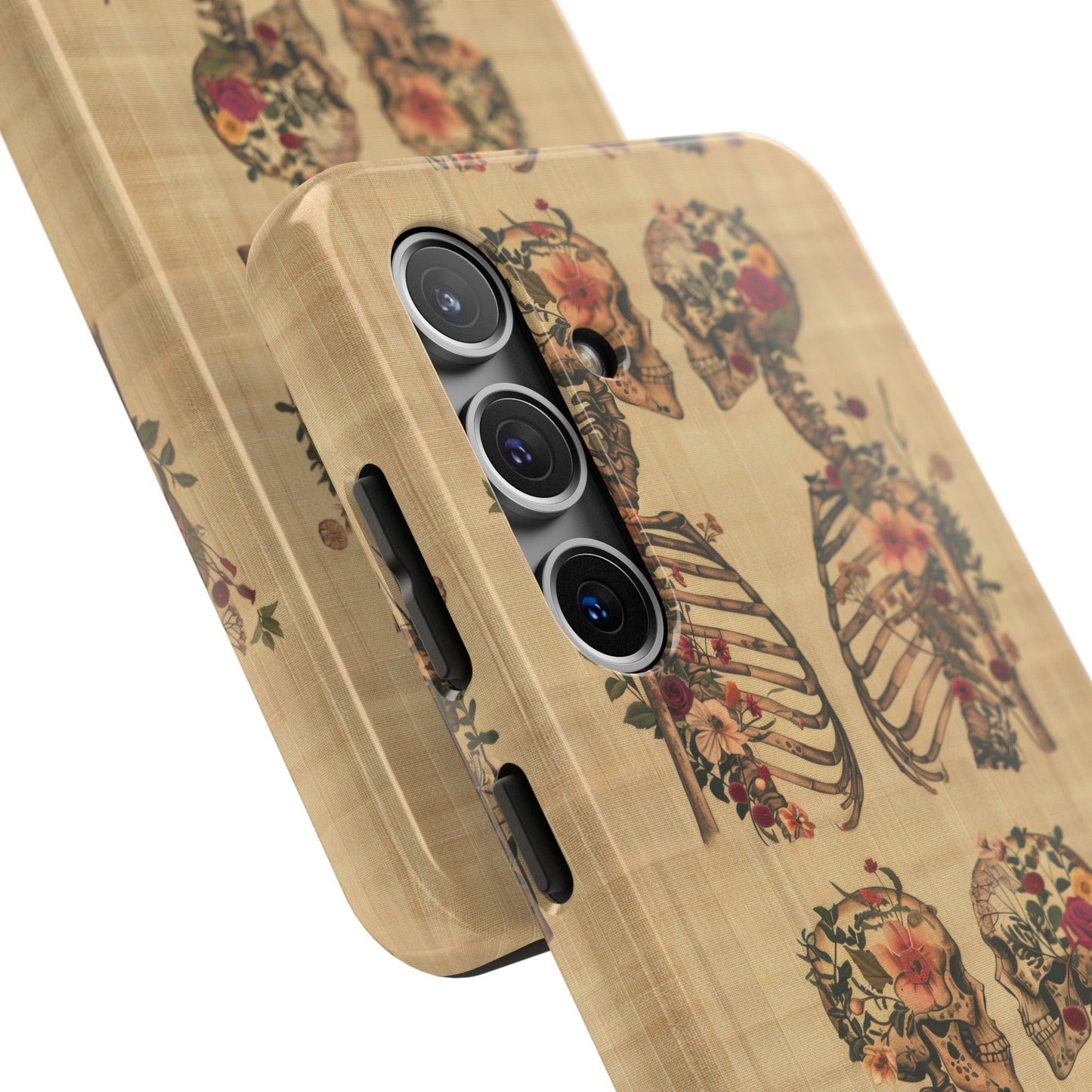 Floral Skeleton Tough Phone Cases, Unique Halloween Accessories, Stylish Gift for Graphic Lovers, Durable and Protective, Boho Chic Design
