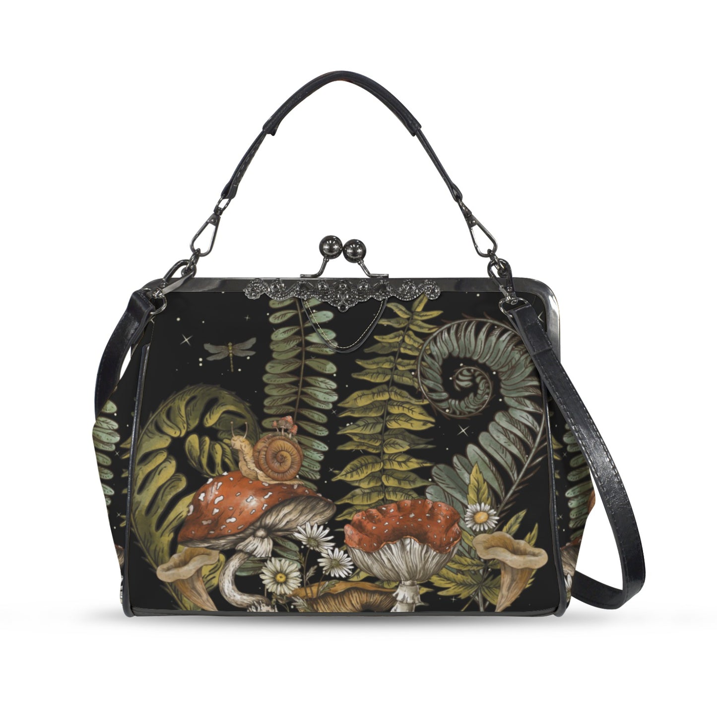 Goblincore Mushroom & Ferns Kisslock Purse