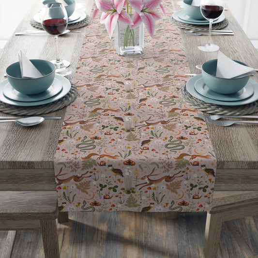Magic Fairy Forest Taupe Cottagecore Table Runner