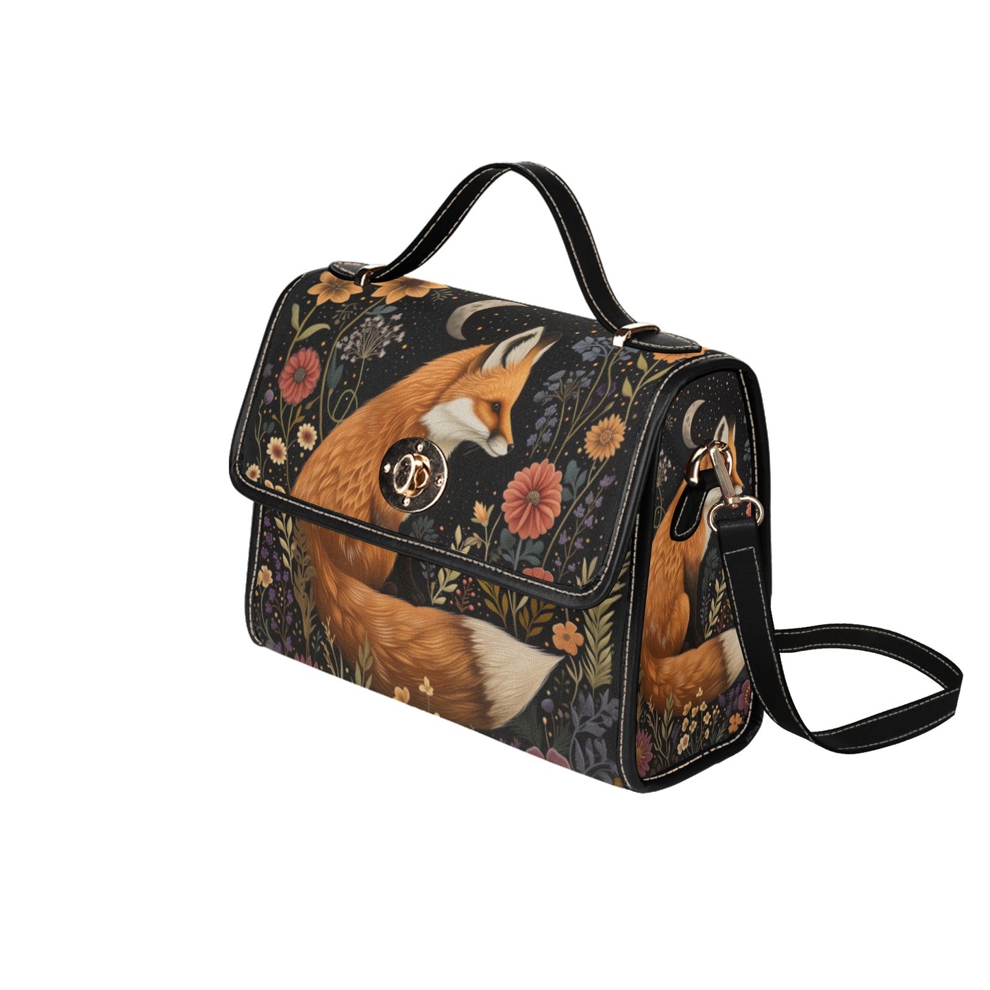 Cottagecore Fox and Floral Satchel Bag