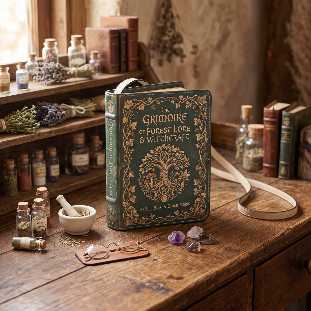 forest grimoire book purse