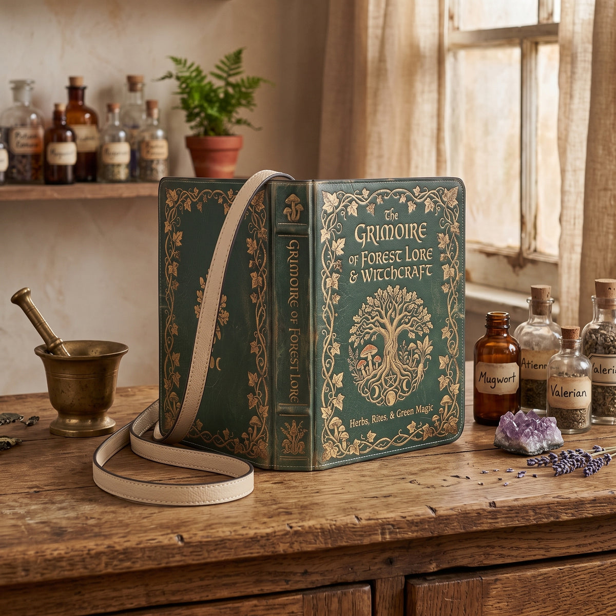 forest grimoire book purse