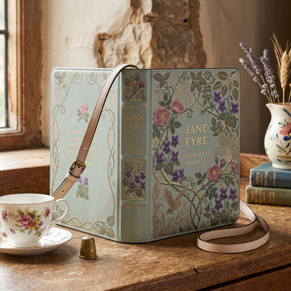 Jane Eyre Mint Green Book-Look Purse