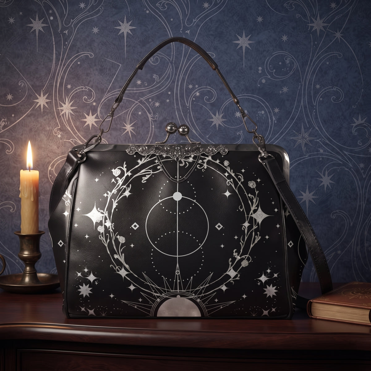 Silver Celestial Kisslock Bag